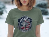 US Air Force T-Shirt, Patriotic Military Veteran Gift, Defenders of Skies Fighter Jet Tee, American Flag Aviation Shirt thumbnail 3