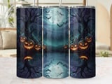 Full Wrap Spooky Halloween Tumbler Design, Jack-O-Lanterns Full Moon Bats Digital PNG for 20oz Skinny Tumbler Sublimation, Seamless spooky thumbnail 1
