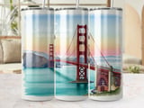 Golden Gate Bridge San Francisco Tumbler Wrap Digital Download | California Dreaming 20oz Skinny Tumbler PNG Sublimation Design Watercolor thumbnail 1
