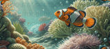 Clownfish 40oz Tumbler Sublimation Wrap Digital, Coral Reef Ocean Sea Life Seamless PNG Design thumbnail 13