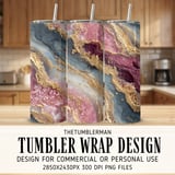 20 oz Skinny Tumbler Wrap Sublimation Design, Abstract Gold Pink Geode, Straight and Tapered Wrap png, Tumbler Digital Download thumbnail 1