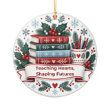 Teacher Christmas Ornament, Teaching Hearts Shaping Futures Holiday Decor, Cute Educator Appreciation Gift, Festive Bookish Tree Ornaments thumbnail 3