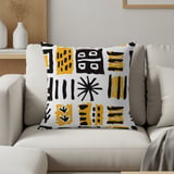Abstract Mudcloth Pattern Velveteen Blanket, Boho African Design Throw Pillow, Geometric Black Yellow White Woven Blanket, Eclectic Home thumbnail 20