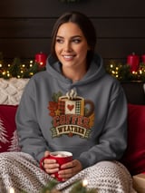 Coffee Weather Sweatshirt, Cozy Fall Coffee Lover Hoodie, Rustic Quilted Patchwork Print Autumn Aesthetic Crewneck, Cute Fall Tote Bag thumbnail 13