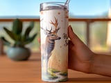 Hunting Season Deer 20oz Tumbler Wrap, Autumn Forest Tumbler, Fall Leaves Animal Tumbler, Deer Lover Gift, Autumn Cup Wrap, Hunting Gift thumbnail 3