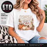 Pumpkin Season But Make It Chic PNG, Cozy Fall Sublimation Design, Autumn Coffee Graphic, Boho Neutral Pumpkin Clipart DTG Shirt File thumbnail 2
