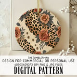 Digital Pattern, Leopard Print, Floral, Rose, Seamless Pattern, Digital Bundle, Fabric Design, Tumbler Wrap Design, Sublimation Design thumbnail 3