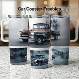 Vintage Chevrolet Truck 40oz Tumbler Wrap Digital File. Classic Car Sublimation Design for Men, Rustic Misty Forest Auto Art PNG Gift thumbnail 1