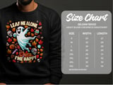 Leaf Me Alone Im Happy T-Shirt, Funny Ghost Tee, Fall Leaves, Sugar Skull, Halloween Shirt, Autumn Season Shirt thumbnail 4