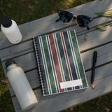Dark Academia Striped Backpack & Spiral Notebook, Vintage Green Red Blue Grunge Aesthetic, College Student Teacher Gift thumbnail 3