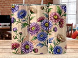 Chrysanthemum Floral Tumbler Sublimation PNG Seamless Wrap 20oz Skinny Digital Design File with Free Car Coasters thumbnail 8