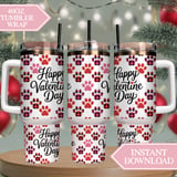 Happy Valentines Day Dog Paw Prints Digital Pattern, Digital Bundle, Valentine Puppy, Plaid Hearts, Pet Paw Prints, Valentines Day Gift thumbnail 10