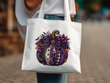Goth Halloween Pumpkin PNG, Dog Lover Fall Sublimation Design, Spooky Dog Mom Digital Art, Purple Black Autumn Pumpkin thumbnail 5