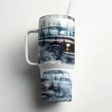 40oz Vintage Truck Tumbler Wrap Digital Design Rustic Pine Forest Sublimation PNG Classic Car Enthusiast Gift thumbnail 6