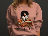 Fall Sweatshirt Hoodie: Black Woman, Books, Autumn Leaves Design, Cozy thumbnail 4