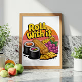 Roll With It Digital Product, Sushi Cheese Grapes Pretzels Graphic, Food Lover PNG, Positive Vibe Design, Snack Time Download thumbnail 7
