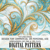 Golden Swirls Tumbler Design, Floral Digital Paper, Watercolor Backgrounds, Junk Journal Pages, Printable PNG, Scrapbooking Paper thumbnail 13