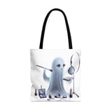 Halloween Tote Bag, Ghost Makeup Tote, Spooky Season Bag, Cute Ghost, Makeup Lover Gift, Halloween Party Favor, Trick or Treat Bag thumbnail 4