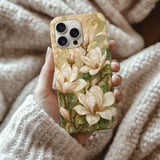 Magnolia Flower Tough Phone Case Art Nouveau Pearl Mosaic Case Elegant Botanical Floral Phone Cover Vintage Aesthetic Gift for Her thumbnail 2