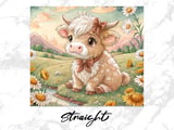 Cute Cow 20oz Seamless Tumbler Wrap, Highland Cow Tumbler Design, Daisy Flower, Floral Tumbler, Animal Tumbler Sublimation, Farm Animal thumbnail 4