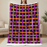 Spooky Bat Plaid Halloween Velveteen Blanket, Purple Orange Grunge Goth Cozy Woven Blanket & Throw Pillows, Fall Decor Gift thumbnail 15