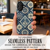 Bohemian Indigo Pattern Digital Size Bundle Png thumbnail 6