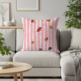 Autumn Leaves Table Runner, Fall Decor Pillow Cases, Pink Distressed Stripe & Pinecone Acorn Whimsical Cozy Home Decor Gift thumbnail 2