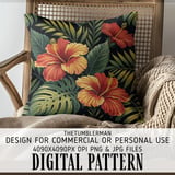 Hibiscus Tumbler Design, Tropical Flower Digital Paper, Colorful Floral Backgrounds, Printable Tumbler Png, Junk Journal Pages, Digital thumbnail 5