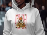 Trendy Fall Pumpkin Stack Sweatshirt, Distressed Leopard Print Checkerboard Hoodie, Cute Autumn T-Shirt Gift thumbnail 4
