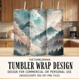 Watercolor Landscape Digital Pattern, Mountain Forest Clouds Digital Bundle, Scenic Print, Wall Art Design, Digital Art Prints, PNG JPG thumbnail 2