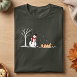 Snowman Walking Stubborn Dog Tee thumbnail 4