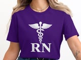Registered Nurse Rod of Asclepius T-Shirt: Medical Profession Healthcare RN Tee thumbnail 2
