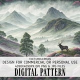 Enchanted Highlands Stag Digital Design Size Bundle Png thumbnail 2
