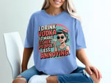 Funny Vodka T-Shirt Sarcastic Humor Retro Pin-Up Girl Drinking Tee Annoying People Quote Cocktail Lover Gift for Her thumbnail 2