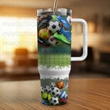 40oz Tumbler Sublimation PNG, Soccer Balls Cleats Distressed Design, Seamless Digital Wrap, Add Name for Personalization, Free Car Coasters thumbnail 6