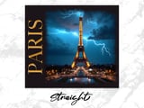 Paris Eiffel Tower 20oz Tumbler Wrap, Lightning Storm Design, Full Wrap Seamless Tumbler, Sublimation Design, PNG Download thumbnail 5