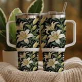 Lily Flower Tumbler Design, Digital Paper, Watercolor Floral Background, Junk Journal, Printable Png, Scrapbooking Paper, Digital Art thumbnail 9