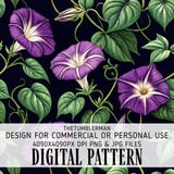 Purple Morning Glory Tumbler Design, Watercolor Flower Digital Paper, Floral Junk Journal, Printable Tumbler PNG, Digital Scrapbook thumbnail 13