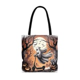 Halloween Tote Bag, Ghost on Scooter, Halloween Night Design, Spooky Season Tote, Funny Halloween, Raccoon, Jack O Lanterns, Bats, Tote Bag thumbnail 4