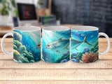 Mahi Mahi Mug Sublimation Wrap Digital Design, Ocean Life Fish Art 11oz 15oz Mug Wrap PNG, Coastal Fishing Gift for Him thumbnail 1
