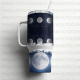 Moon Phases Digital Art, 40oz Tumbler Sublimation, Distressed Seamless, Tapered Wrap Design, Celestial PNG for DIY Crafts thumbnail 5