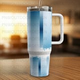 40oz Tumbler Wrap, Blue Gradient Sublimation Design, Seamless Tapered Distressed, Digital Download thumbnail 2