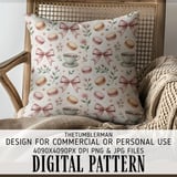 Digital Macarons Pattern, Bows, Teacups Digital, Floral Seamless Repeat Pattern, Bundle Commercial Use, Fabric Digital Pattern thumbnail 5