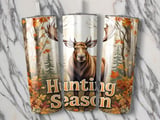 Hunting Season Moose 20oz Tumbler Wrap, Autumn Deer Design, Fall Leaves Tumbler, Wildlife Lover Gift, Outdoorsman Present thumbnail 2