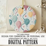 Digital Balloons Pattern, Starry Balloons Design, Party Balloons Digital Bundle, Commercial Use Pattern, Seamless Balloons Digital File thumbnail 3