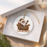 Black Santa Claus Ornament, Leopard Print Sleigh Christmas Decor, African American Santa Tree Hanging, Glam Retro Holiday Gift thumbnail 8