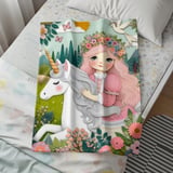 Unicorn Blanket Pillow Pillow Case: Floral Crown Girl, Pastel Colors, Whimsical thumbnail 8