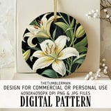 Lily Flower Tumbler Design, Digital Paper, Watercolor Floral Background, Junk Journal, Printable Png, Scrapbooking Paper, Digital Art thumbnail 3