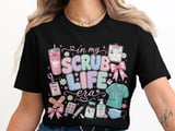 In My Scrub Life Era Coquette Bow Nurse T-Shirt: Funny ER ICU Design thumbnail 10