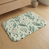 Sage Green Botanical Shower Curtain, Boho Folk Art Leaves Bath Mat, Earthy Cottagecore Bathroom Decor, Modern Nature Floral Bath Set thumbnail 9